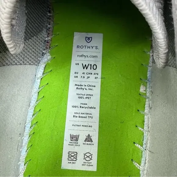 ROTHY’S The Lace Up Sneaker Women's Size 10 Gray Casual Knit - Picture 12 of 14